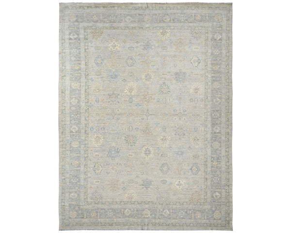 13x18 Zeigler Gray Afghan Hand Knotted Wool Area Rug